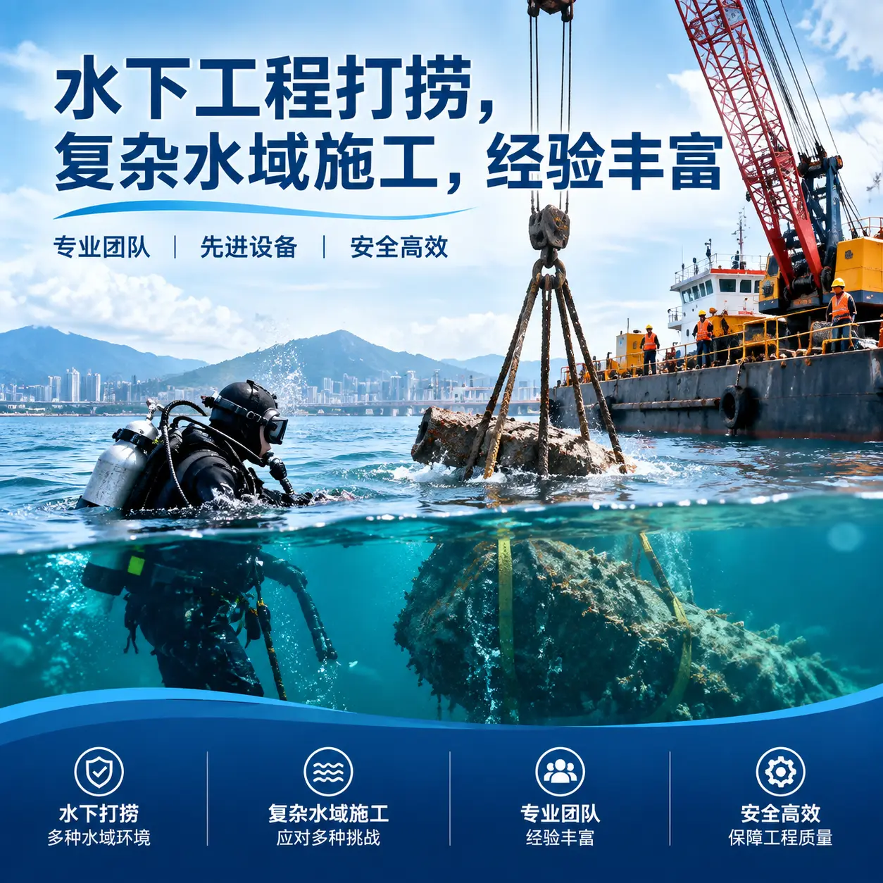水下工程打捞,复杂水域施工,经验丰富泰州